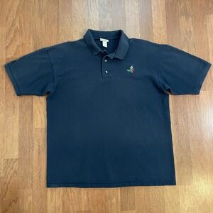 Cotton Deluxe by Anvil Mens Navy Blue Golf Embroidered Polo Shirt Size L